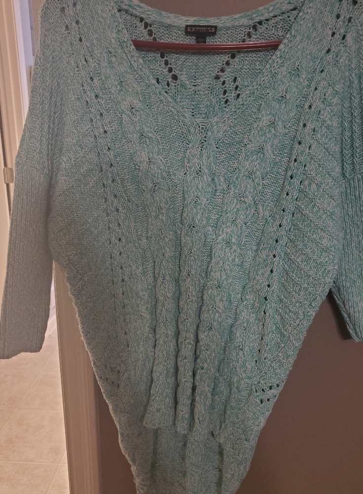 Mint green Express Hi/low sweater
